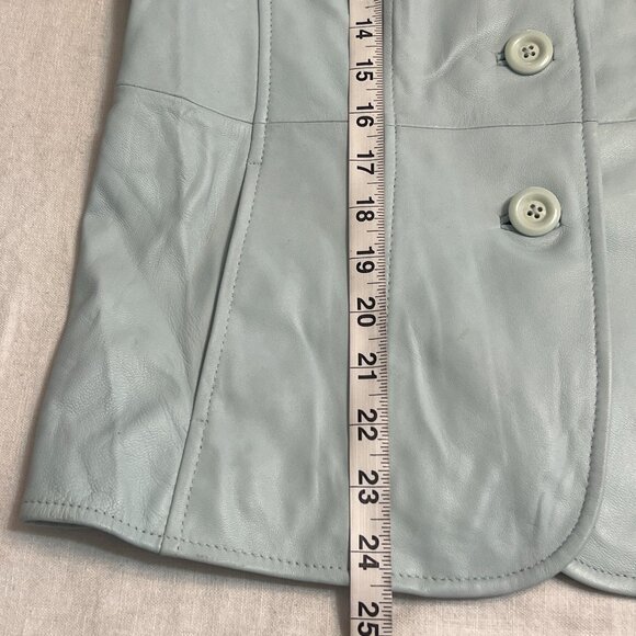 Caslon Women's Genuine Leather Jacket Button Blue Size Small - Picture 10 of 14